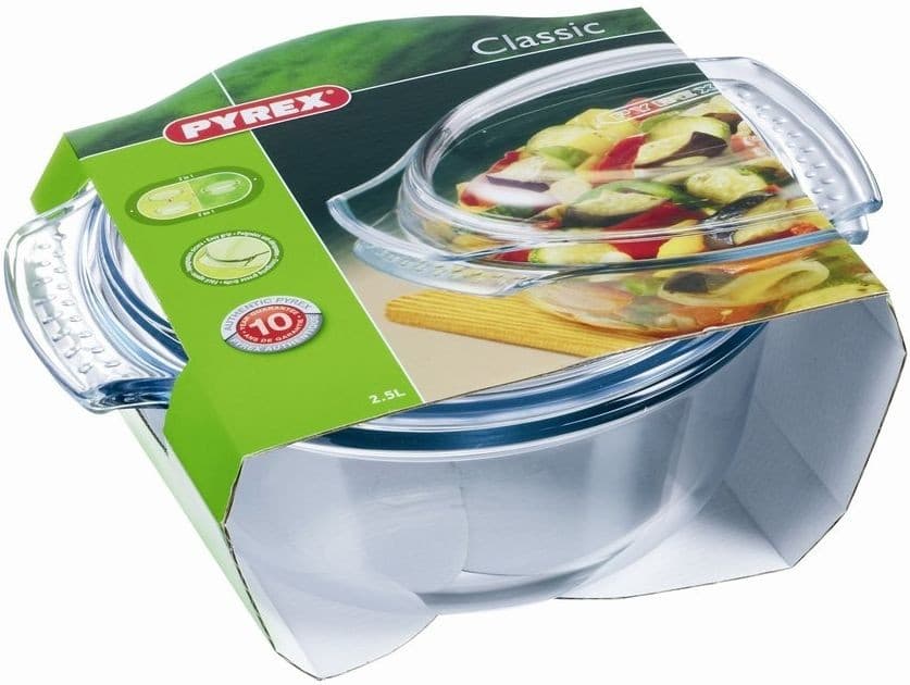 Kulatý pekáč skleněný, 2,5 litr s poklicí