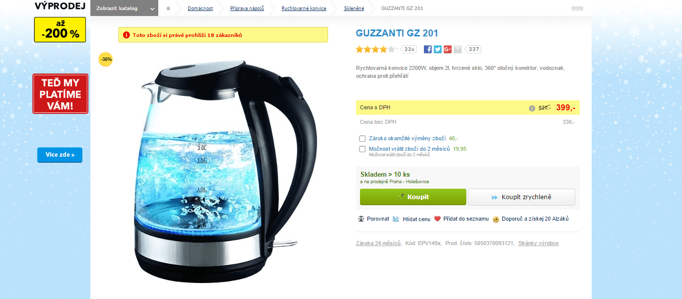 Rychlovarná konvice Guzzanti GZ 201, 2 litry