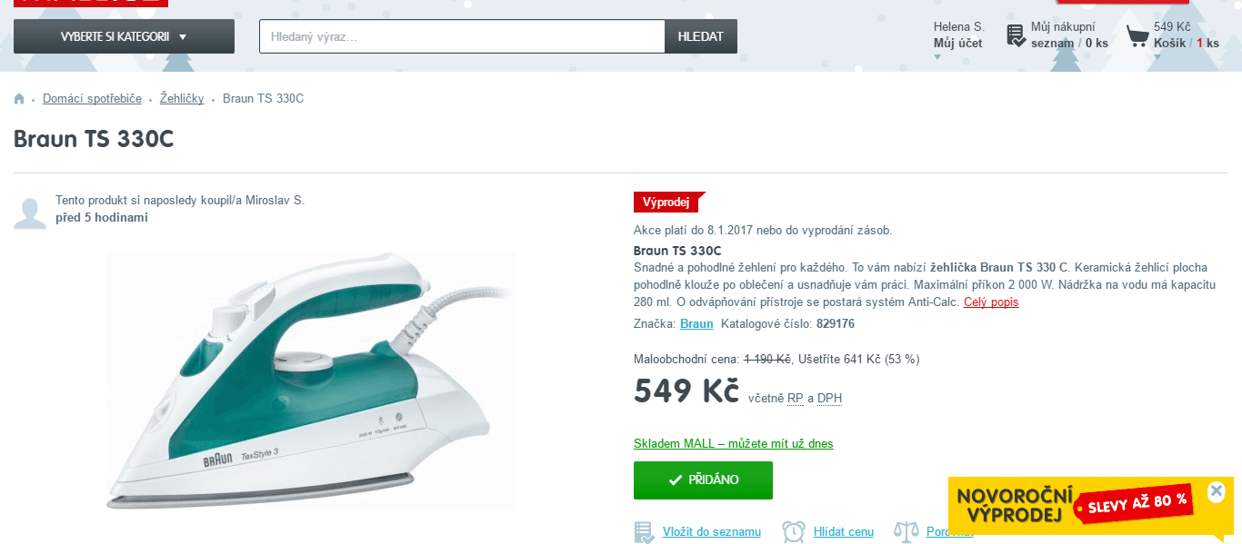 Napařovací žehlička Braun TS 330C