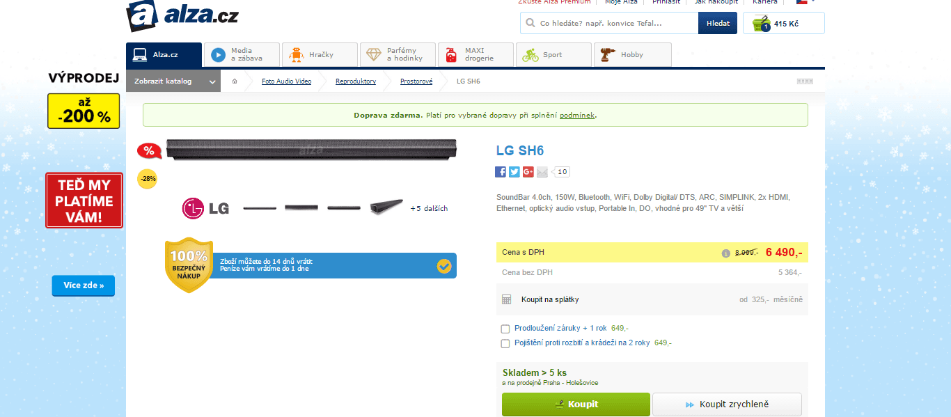 Soundbar LG SH6 4.0ch, 150W, Wifi, BT