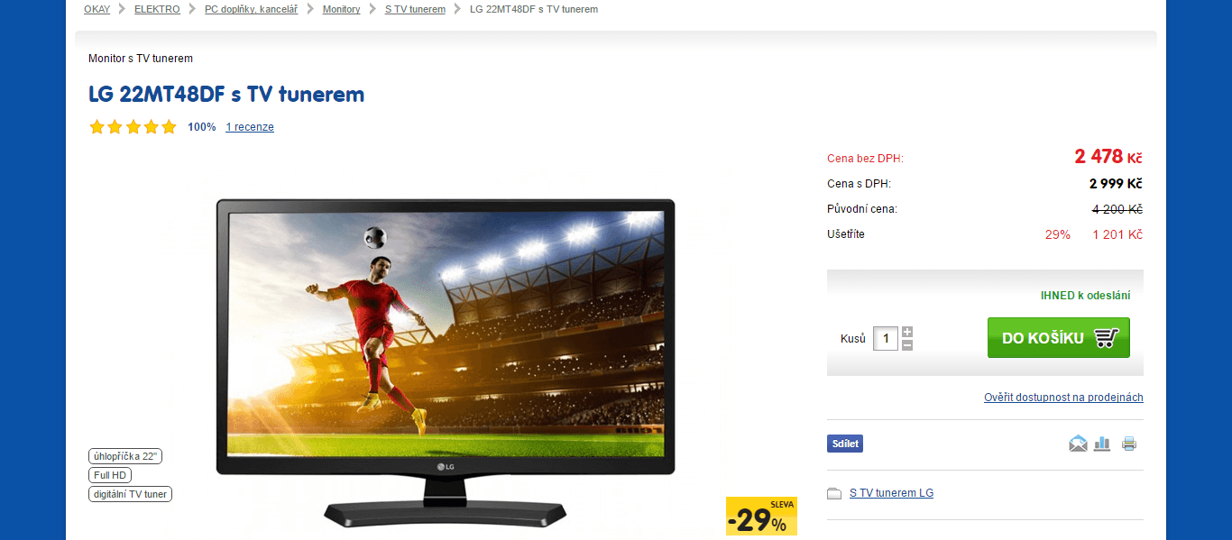 PC monitor LG 22", TV tuner