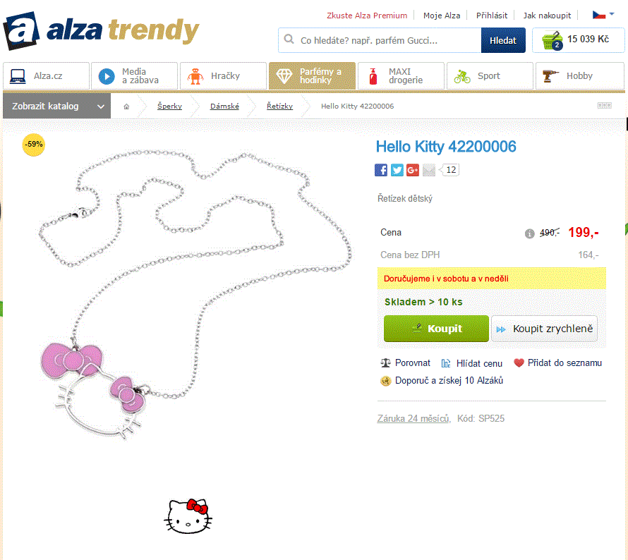 Dětský řetízek Hello Kitty