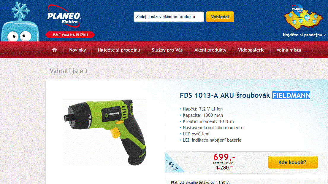 Aku šroubovák Fieldmann