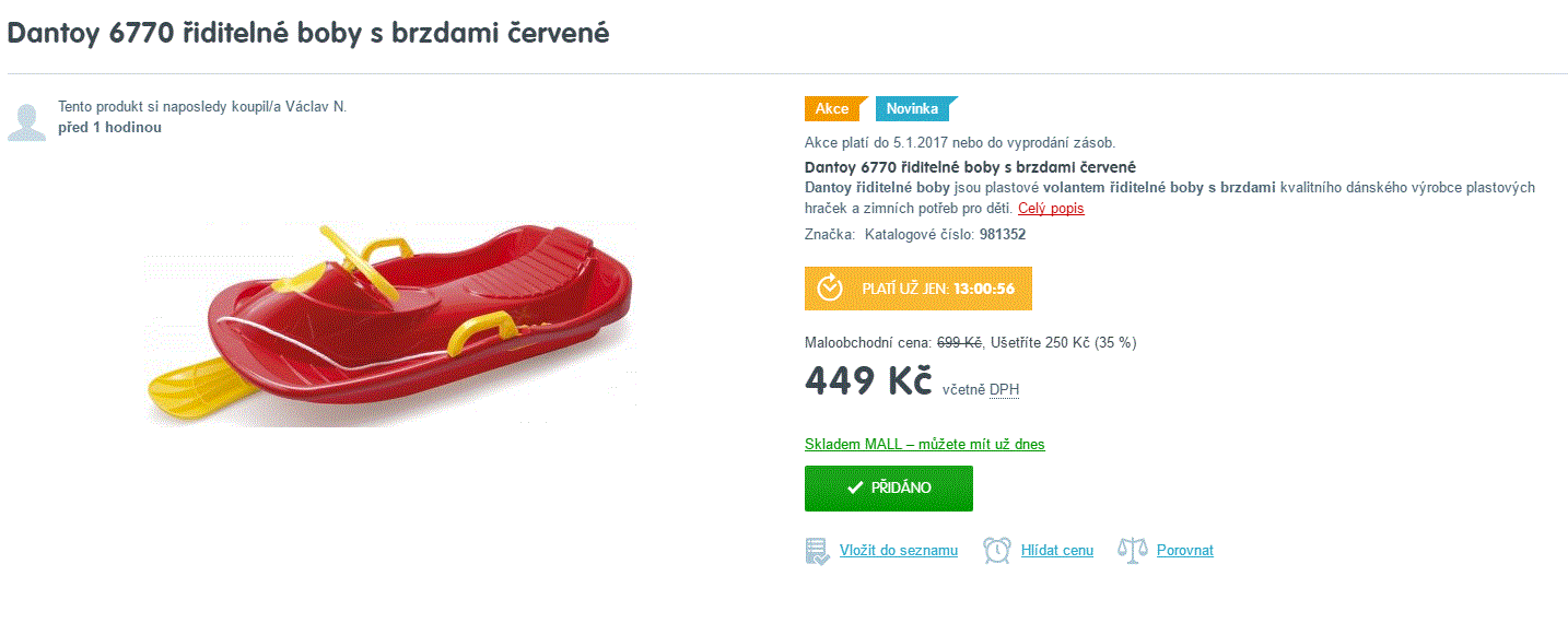 Řiditelné boby s brzdami červené