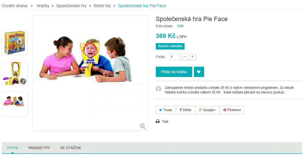Společenská hra Pie Face