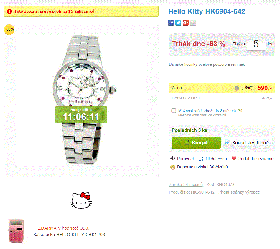 Dámské hodinky Hello Kitty