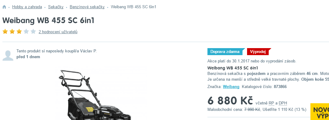 Benzínová sekačka Weibang WB 455 SC 6in1 