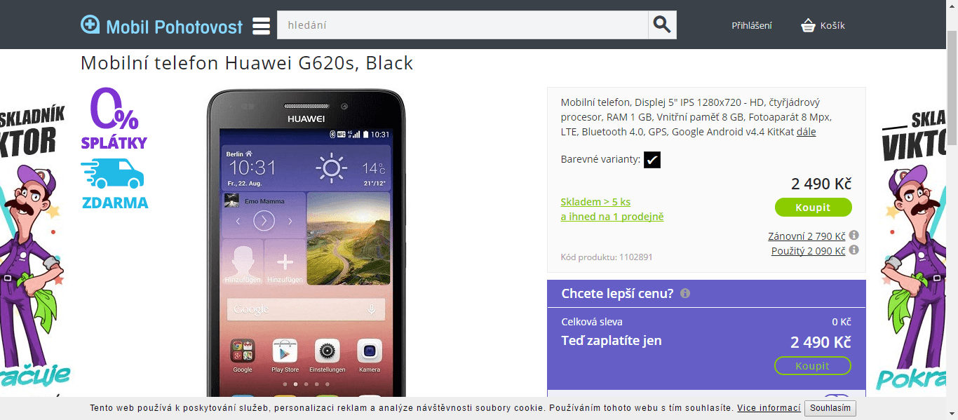 Huawei, 4x 1,2GHz, 1GB RAM, 5"