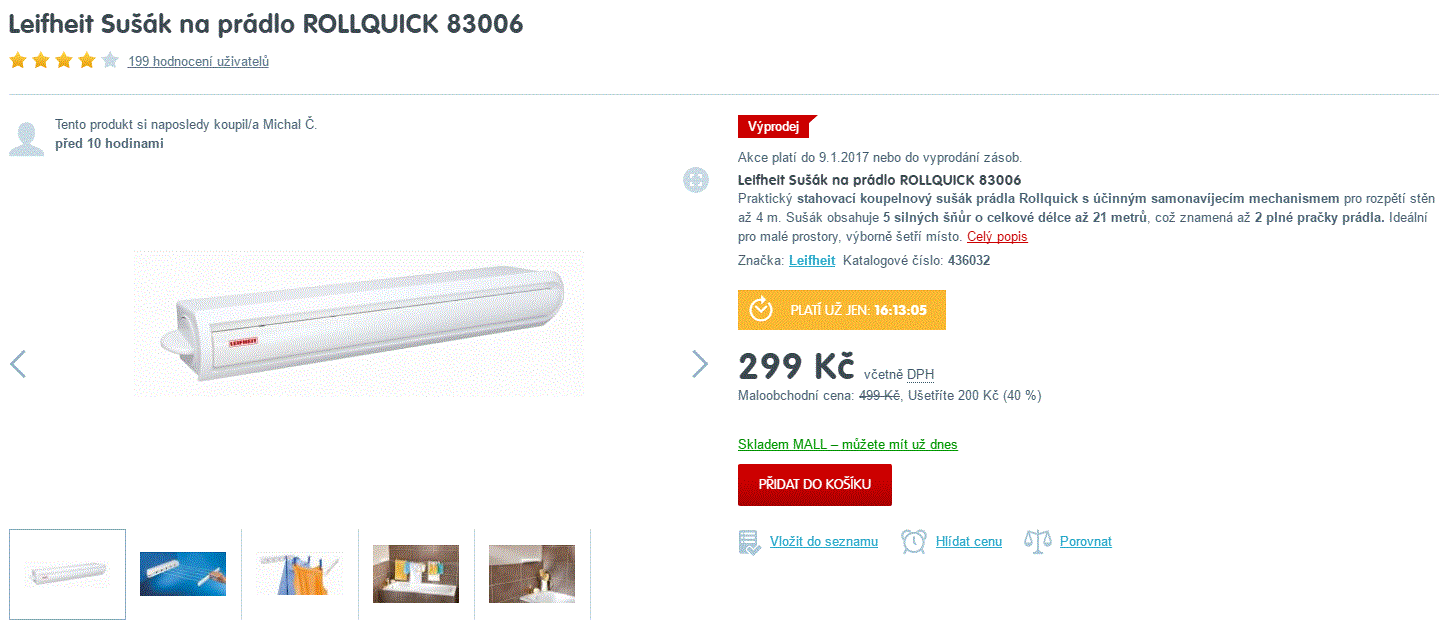 Leifheit stahovací sušák na prádlo