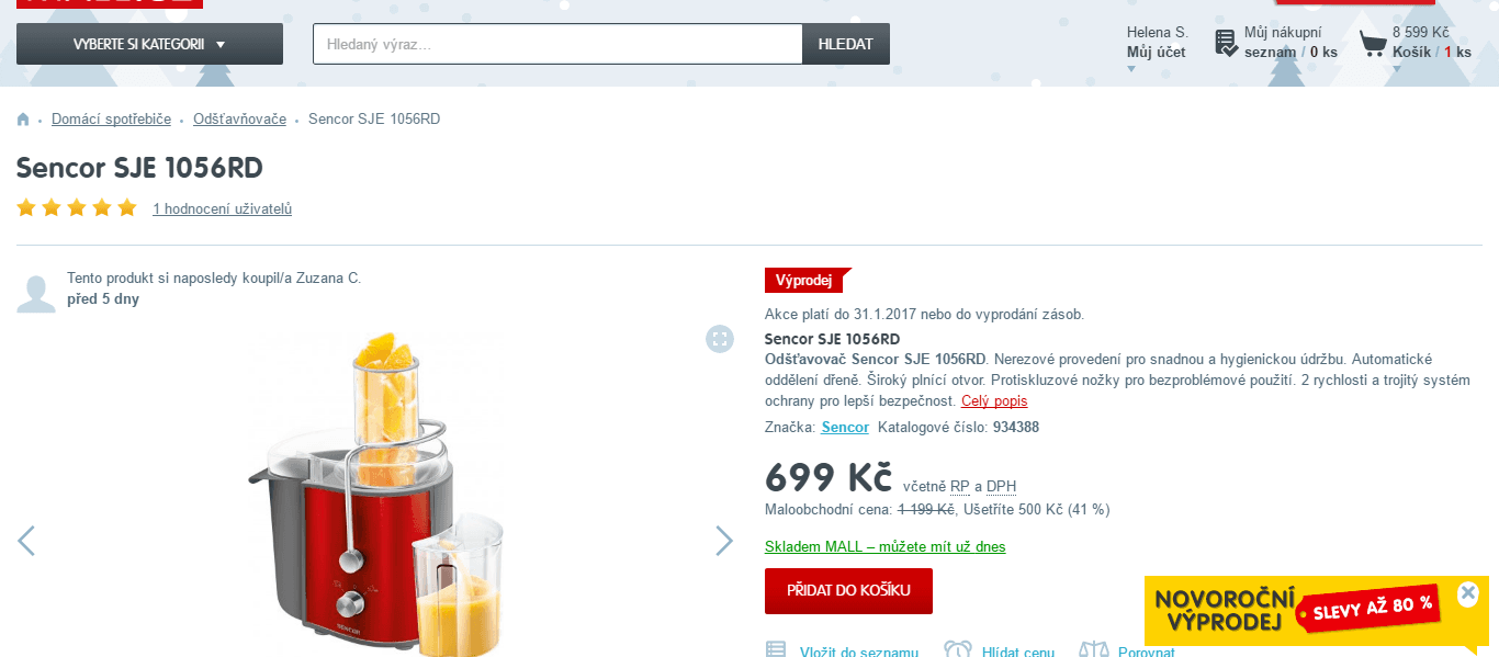 Odšťavňovač SENCOR SJE 1056RD