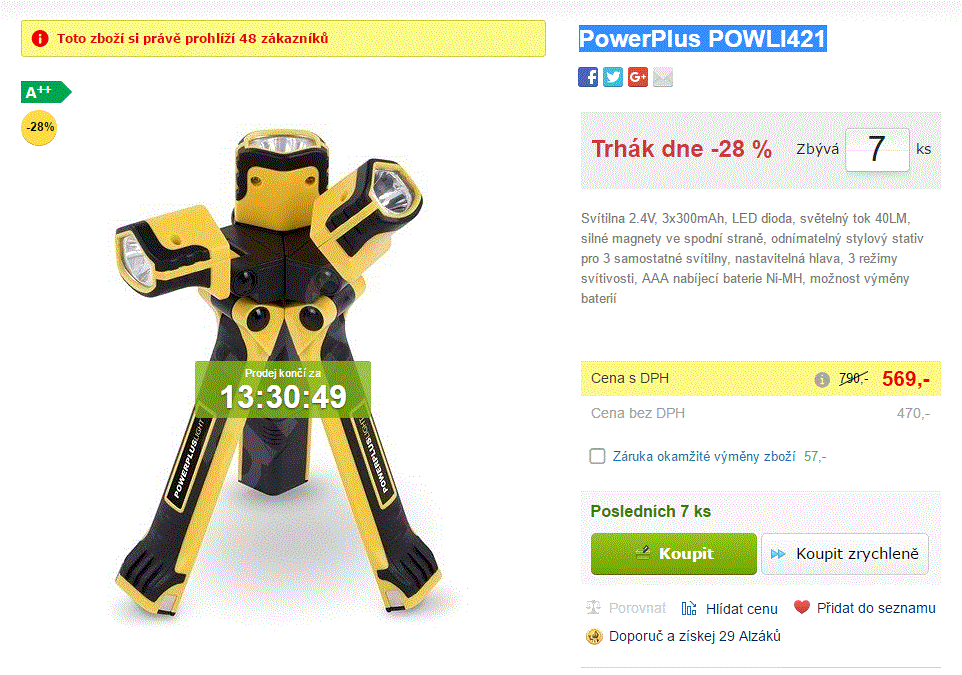 LED svítilna PowerPlus 2.4V, 3x300mA