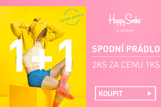 1+1 zdarma na spodní prádlo Happy Socks