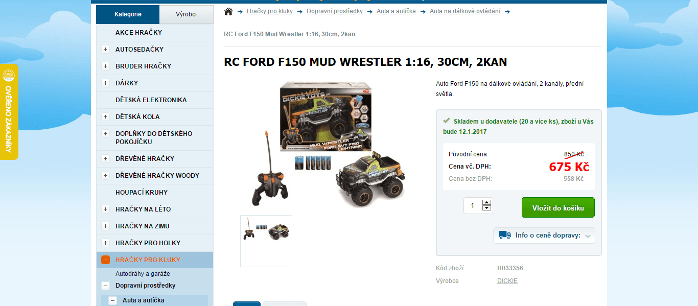 Ford na dálkové ovládání, 30cm, 10km/h