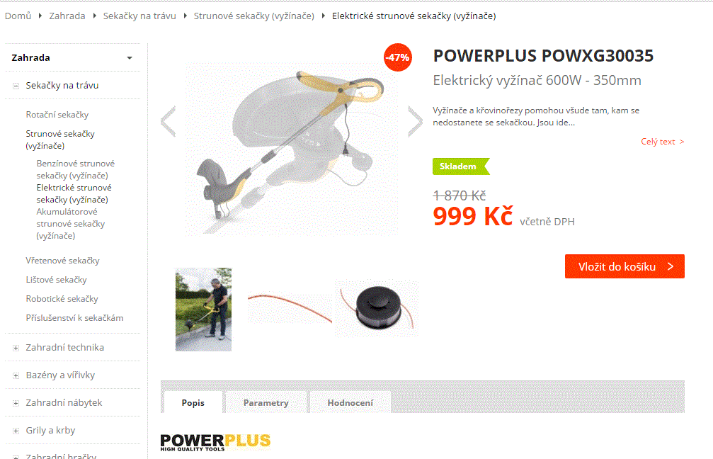 Elektrický vyžínač Powerplus 600W