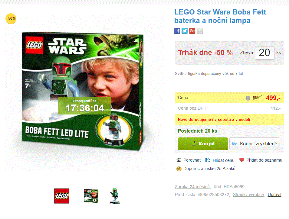 LEGO Star Wars baterka a noční lampa