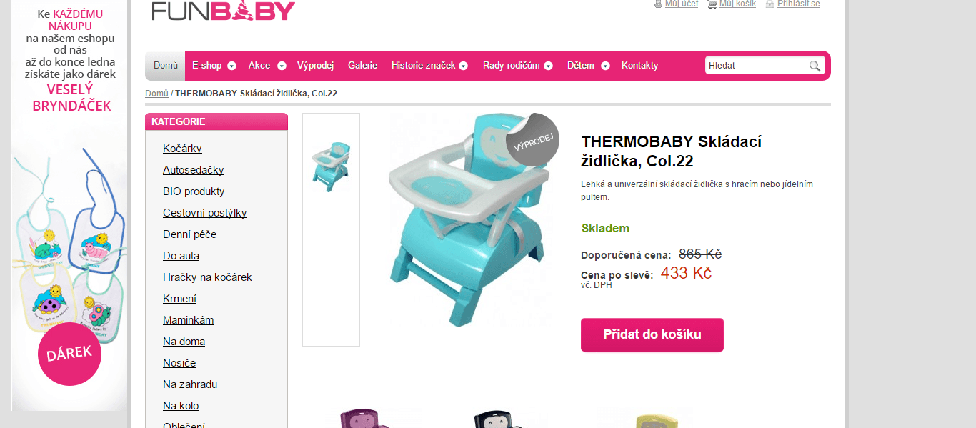Skládací jídelní židlička Thermobaby