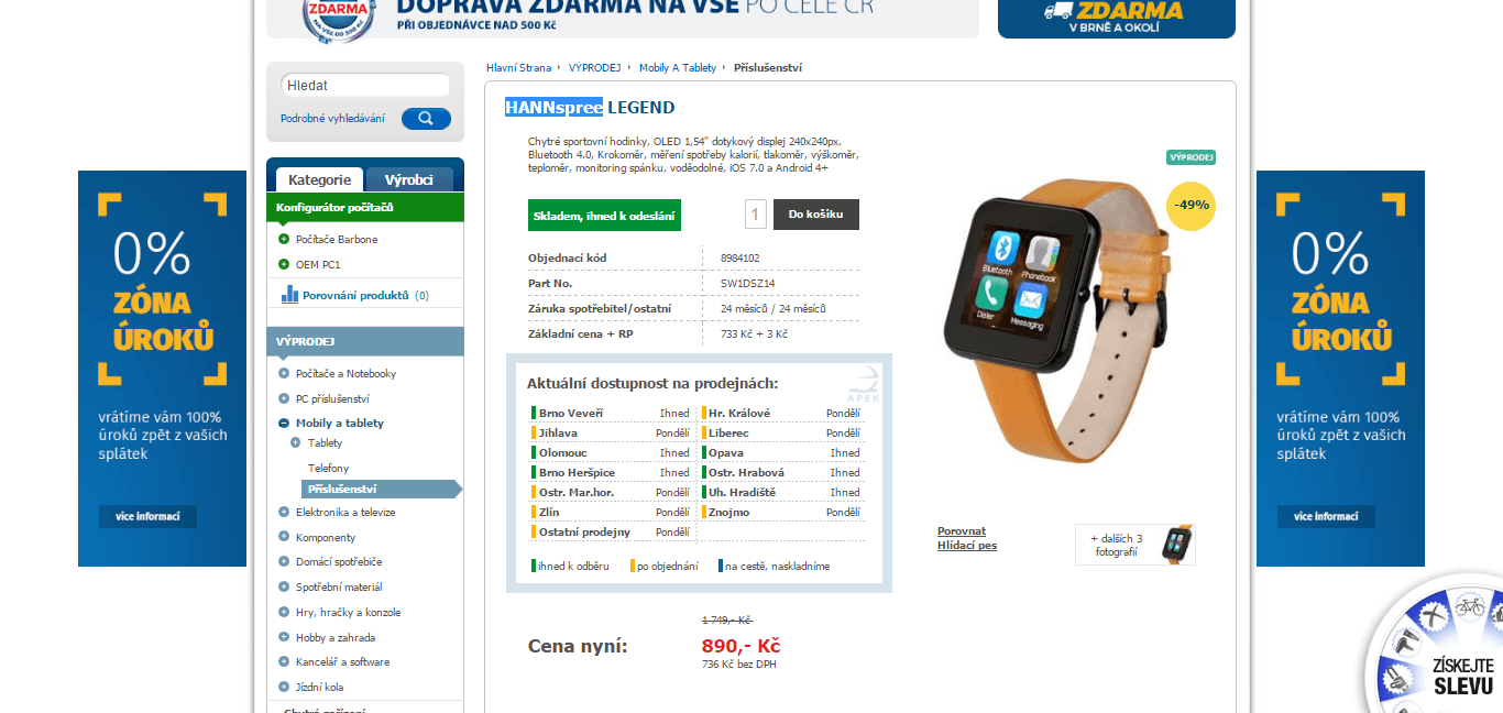 Chytré hodinky Hannspree SmartWatch LEGEND