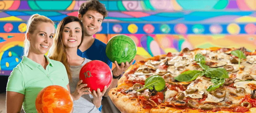 1 hodina bowlingu + pizza