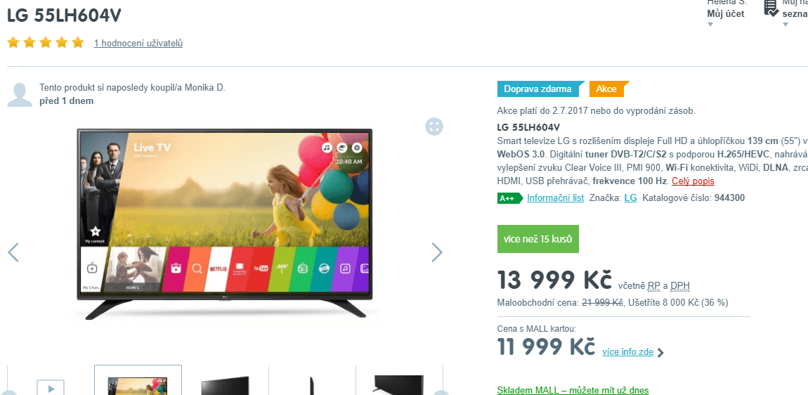 Full HD LED TV, Smart, 139cm, LG