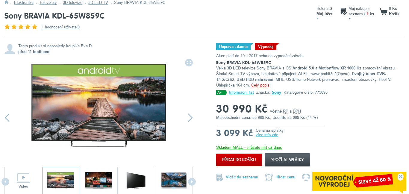 Full HD, Smart, 3D, 164cm, SONY