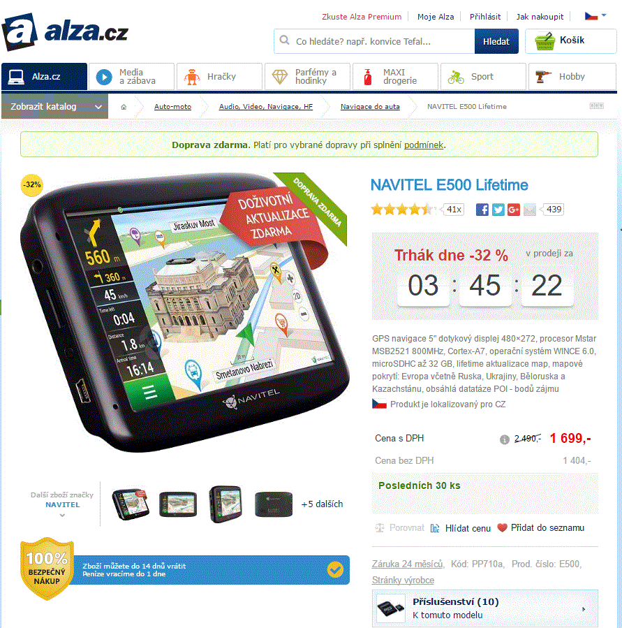 Navigace Navitel E500 Lifetime