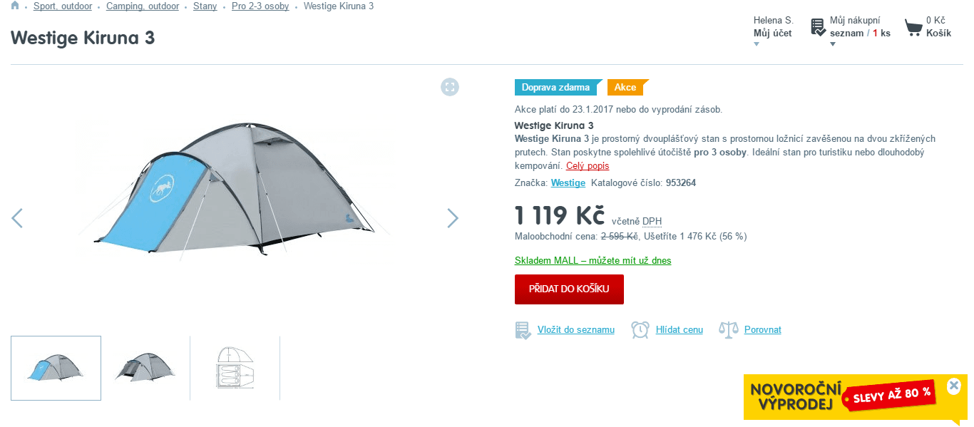 Stan pro 3 osoby Westige Kiruna 3 