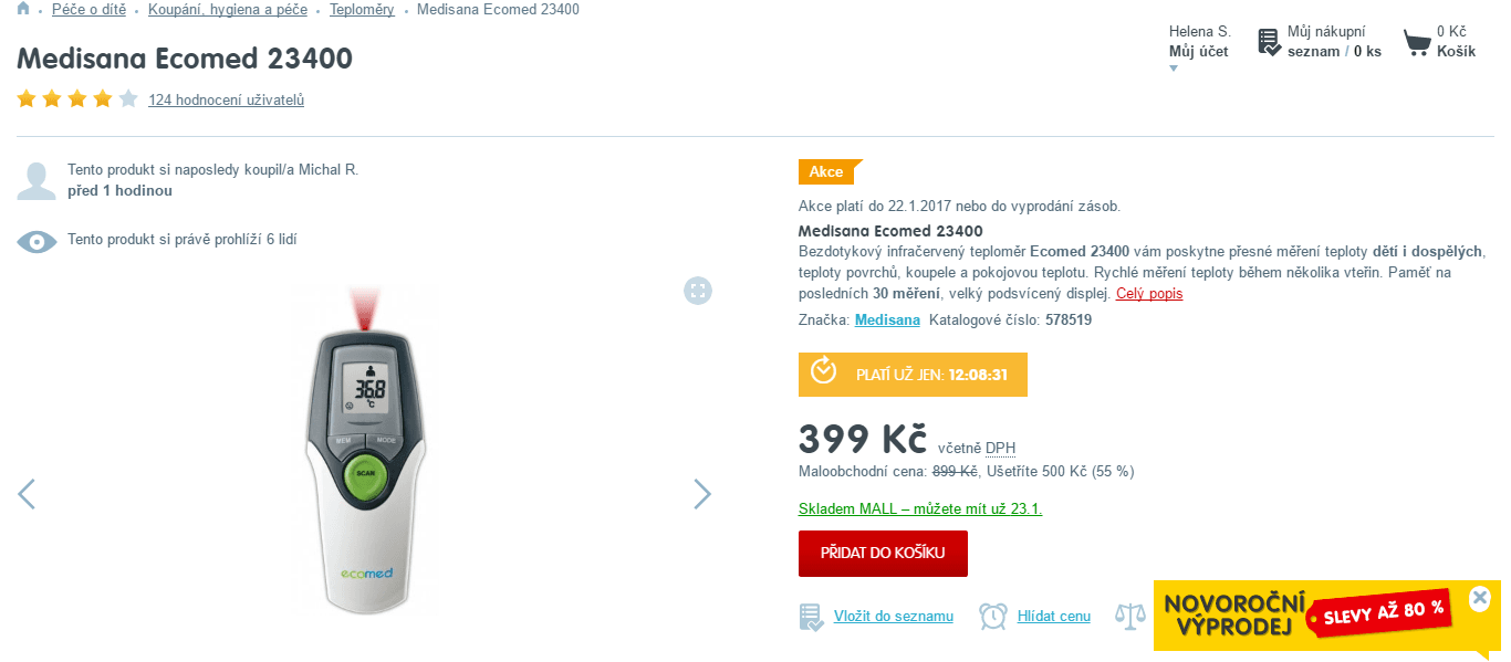 Bezdotykový infračervený teploměr Medisana