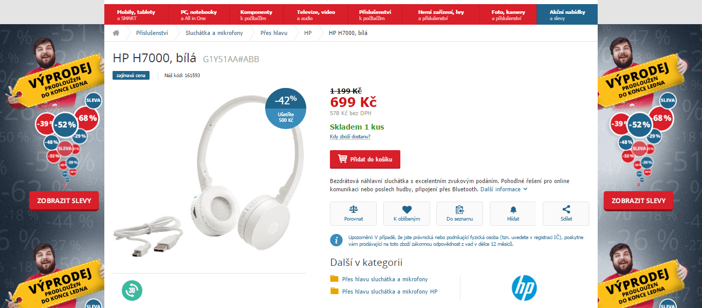 Bluetooth sluchátka HP H7000