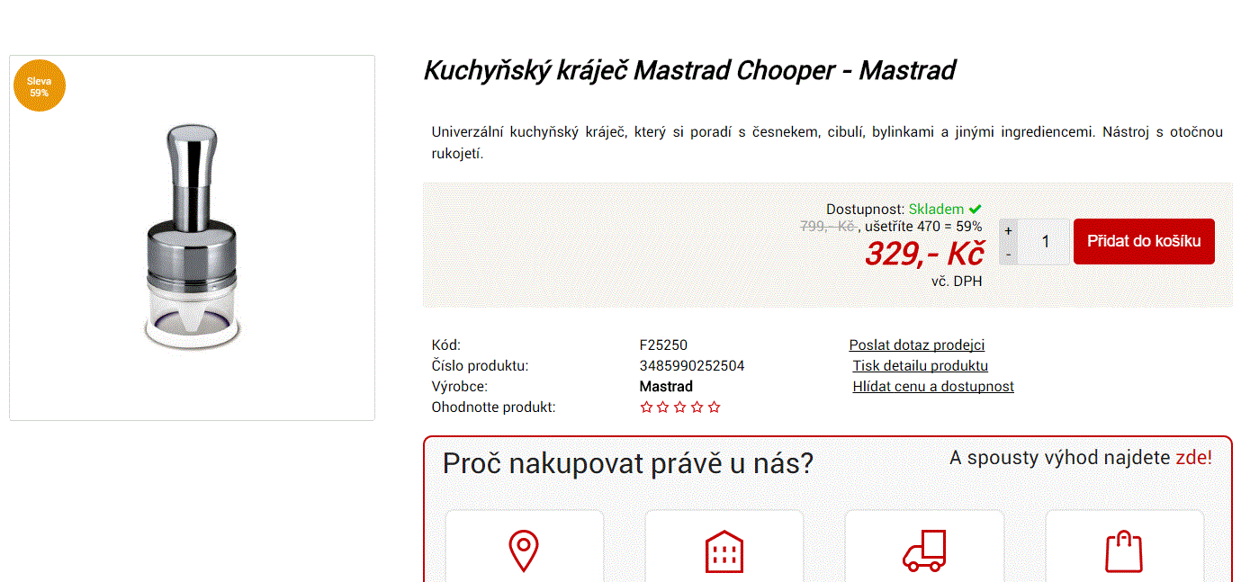 Kuchyňský kráječ Mastrad Chooper