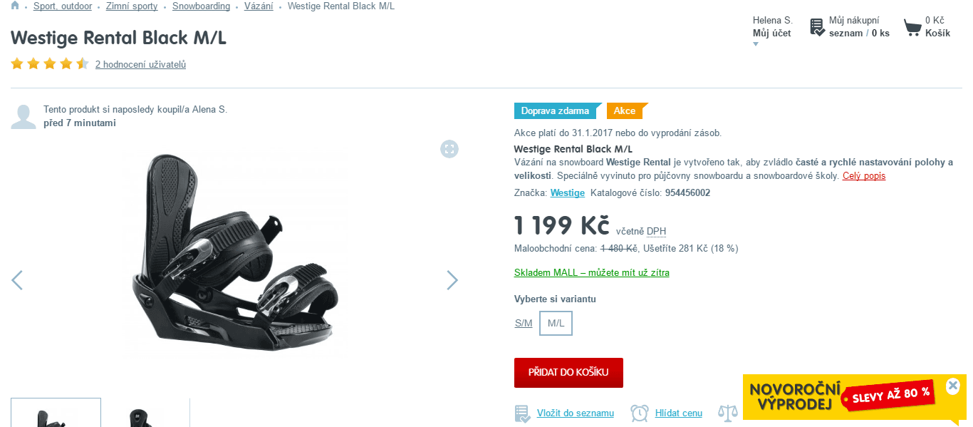 Vázání na snowboard Westige Rental Black