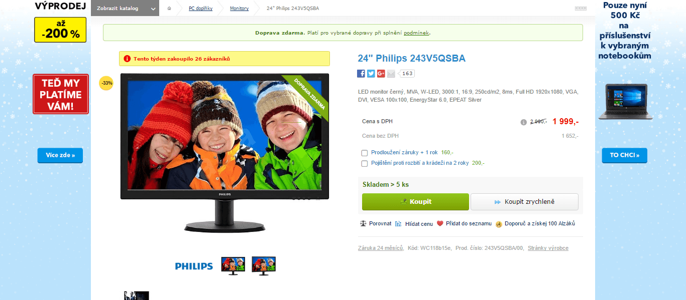 PC monitor Philips, 24", full HD