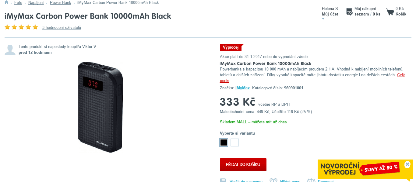 Powerbanka iMyMax Carbon 10.000mAh