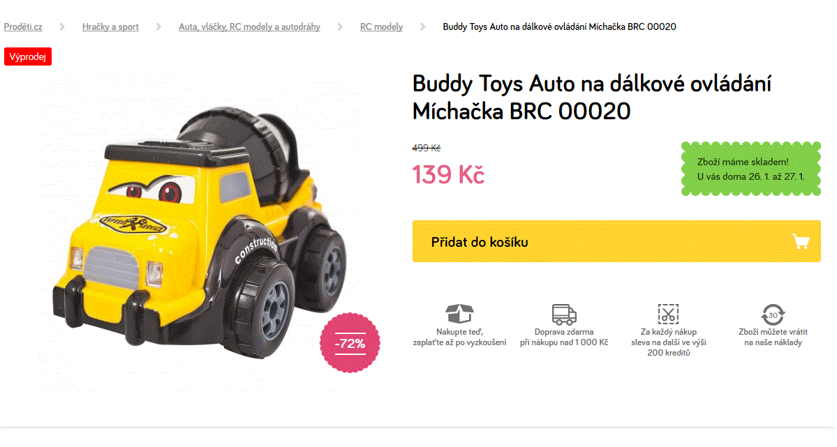 Auta Buddy Toys na dálkové ovládání výprodej
