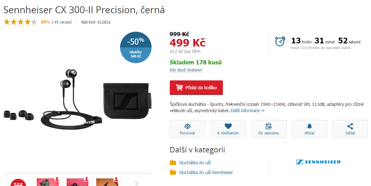 Sluchátka Sennheiser CX 300-II Precision