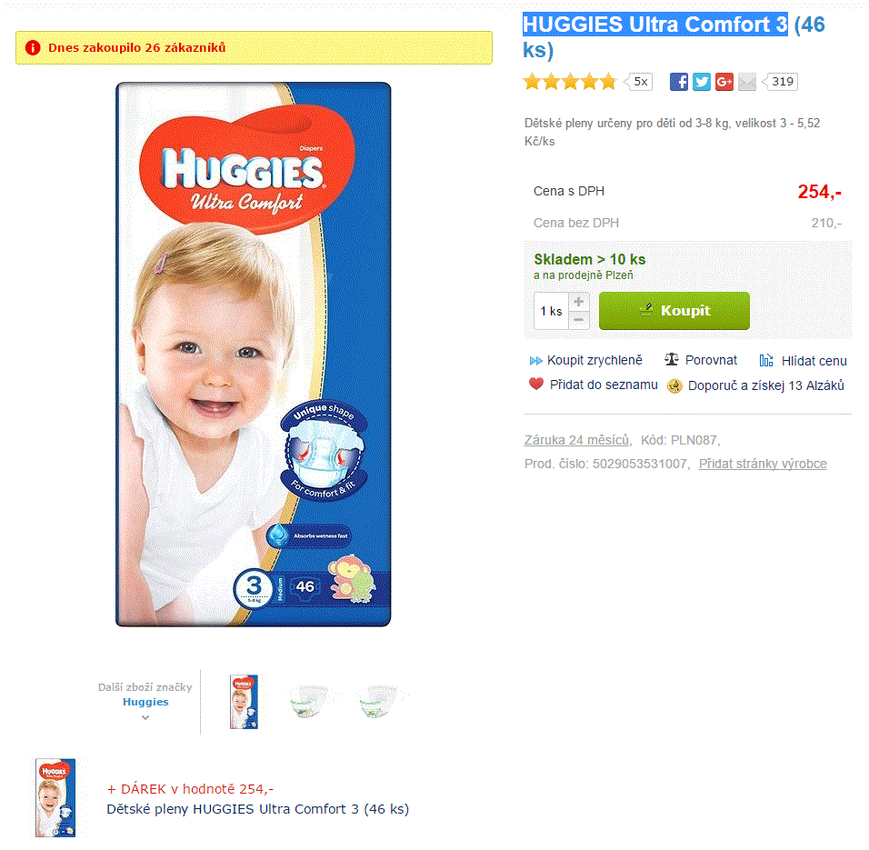 HUGGIES Ultra Comfort 3 (92 ks)