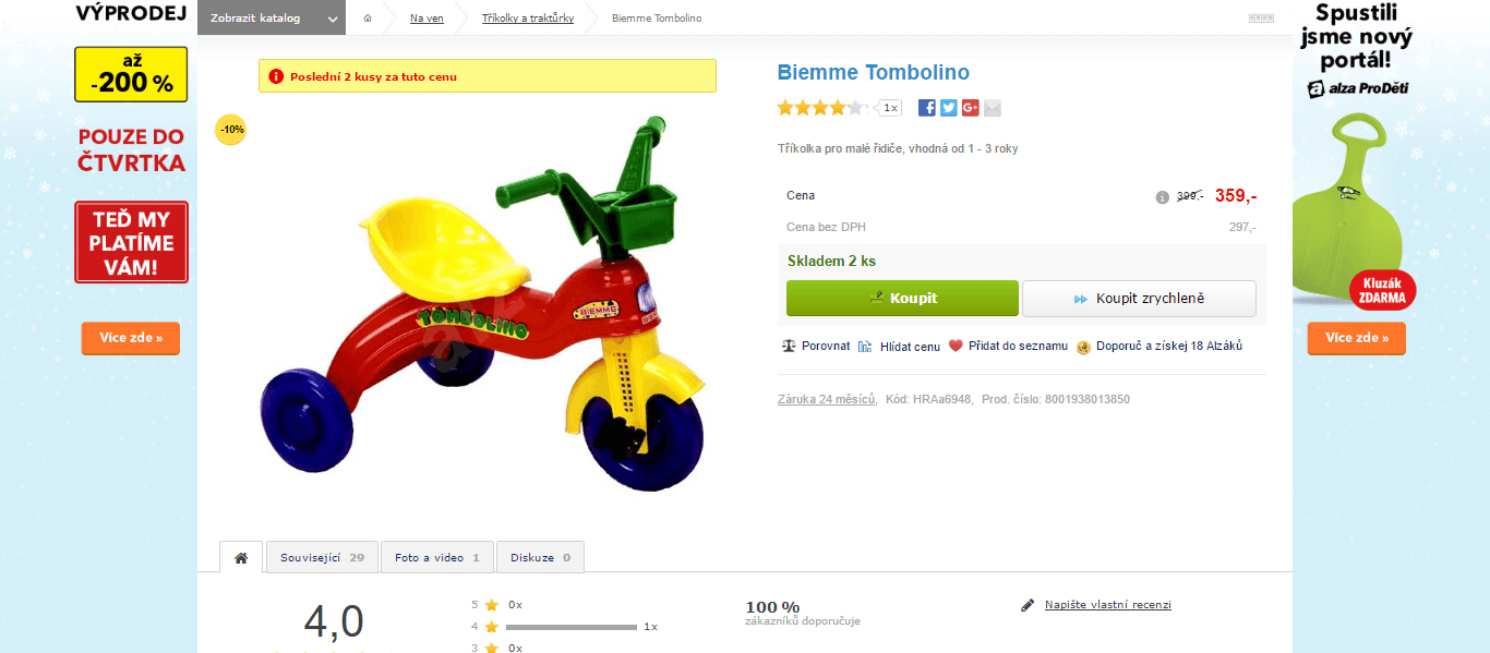 Tříkolka Biemme tombolino