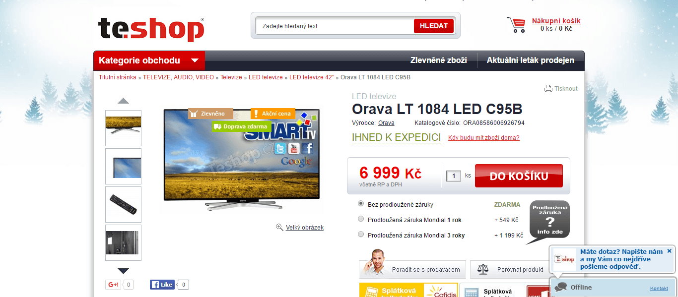 Full HD LED TV, Smart, 107cm, Orava