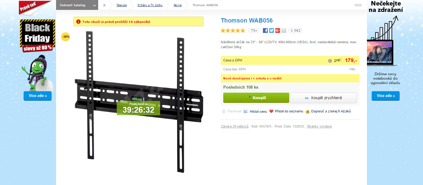 Nástěnny držák TV, 23-56" Thomson