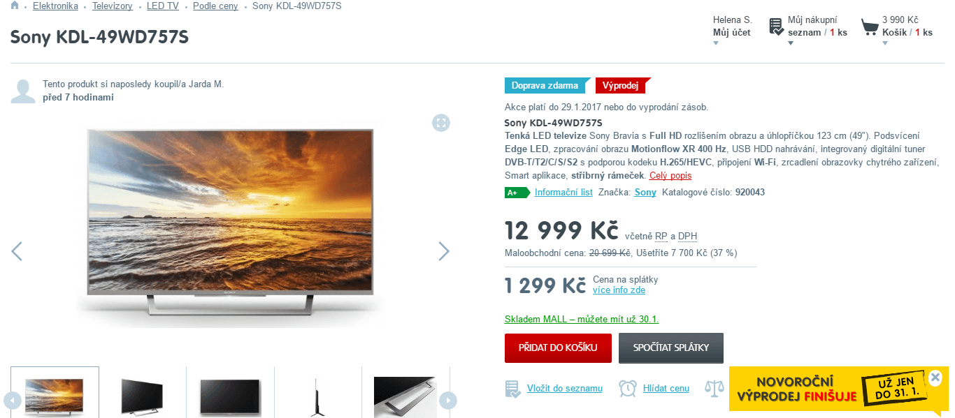 Full HD, LED TV, Smart, 124 cm, SONY