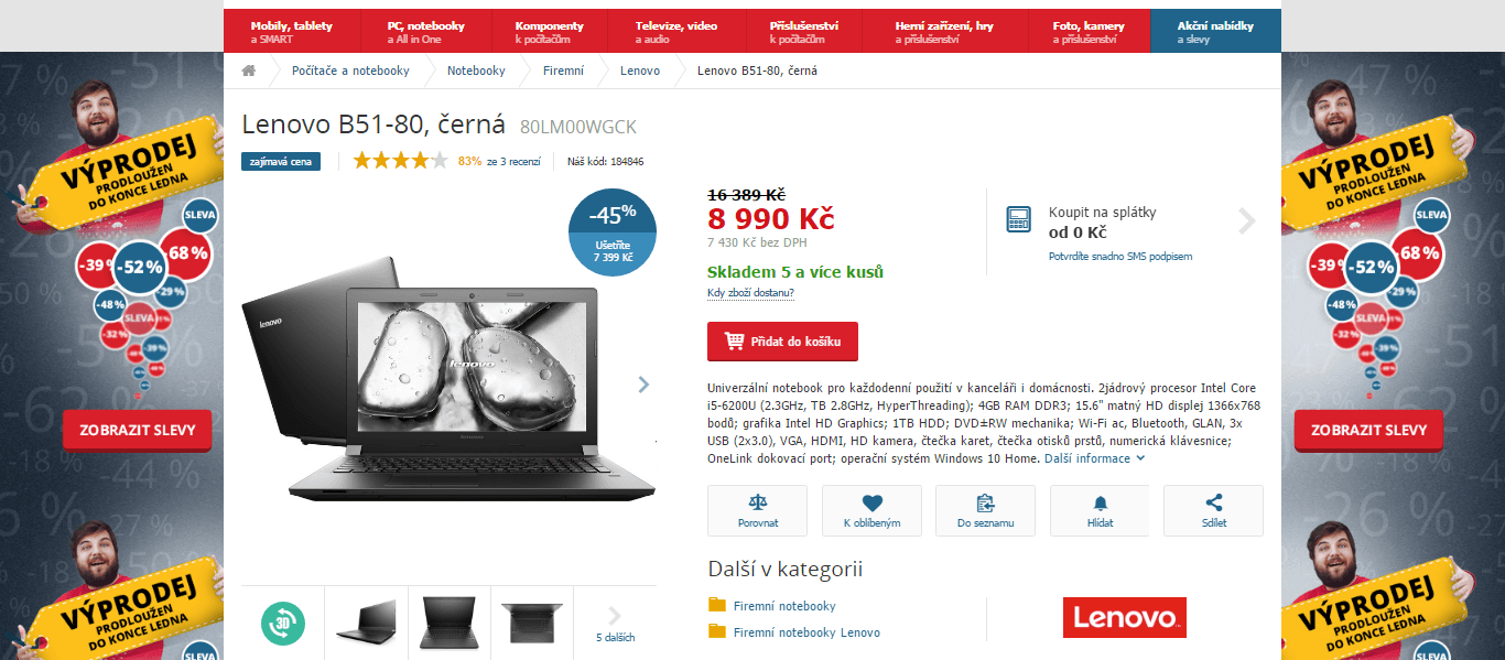 Lenovo, i5, 2,8GHz, 4GB RAM, 15,6"