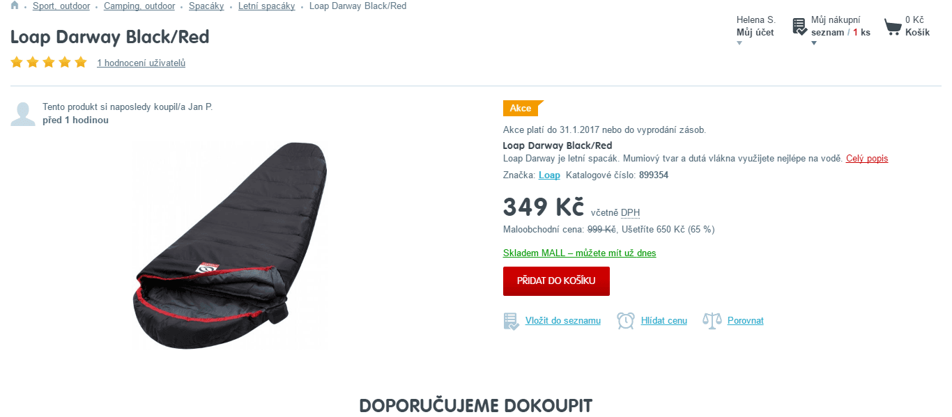 Spací pytel Loak Darway, léto