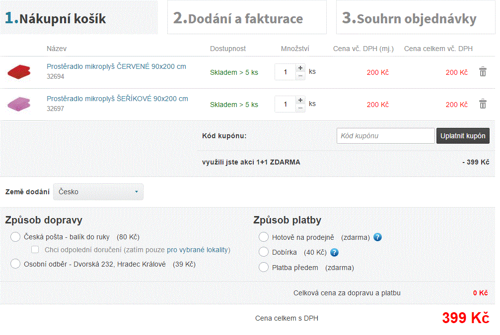 1+1 zdarma mikroplyš prostěradla