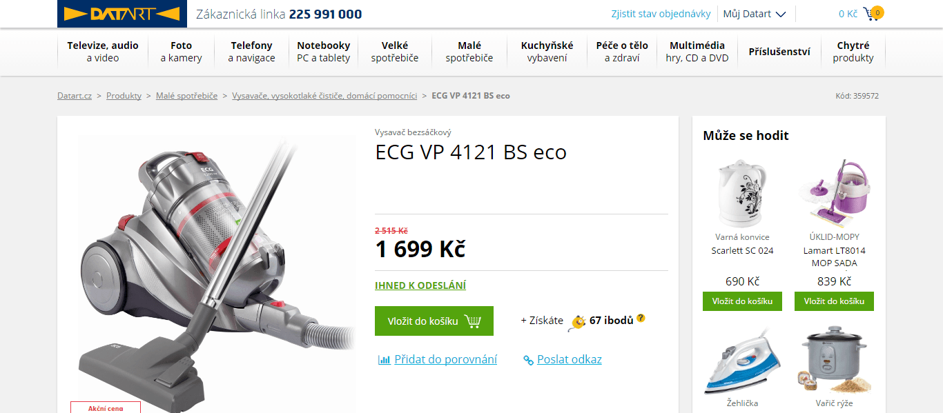 Vysavač ECG VP 4121 BS eco