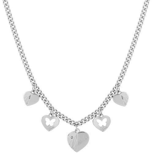 Guess Ocelový náhrdelník s přívěsky