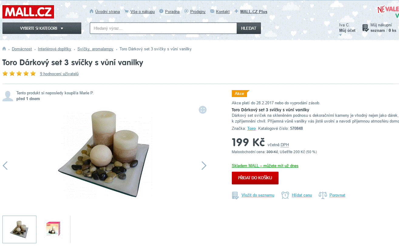 Toro Dárkový set 3 svíčky s vůní vanilky