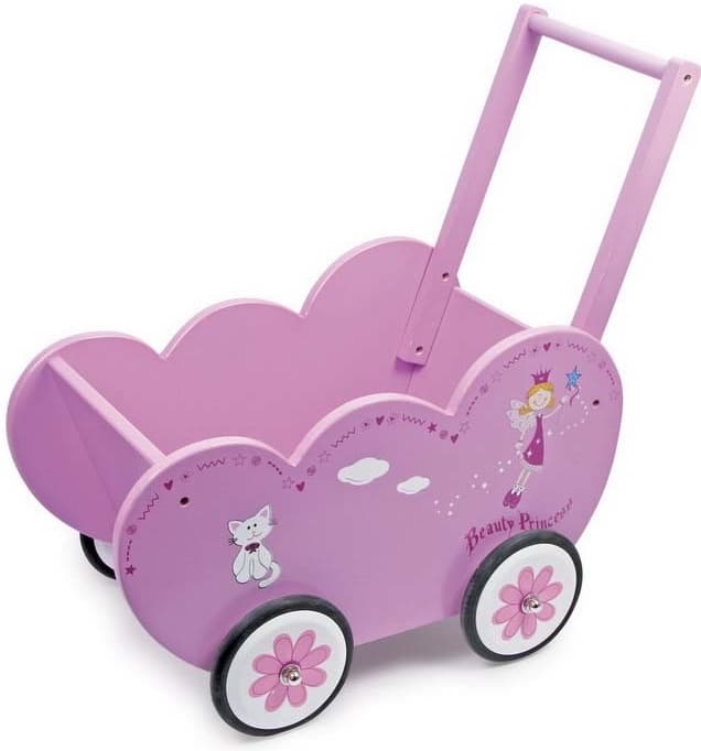 Dřevěný kočárek pro panenky Beauty Princess