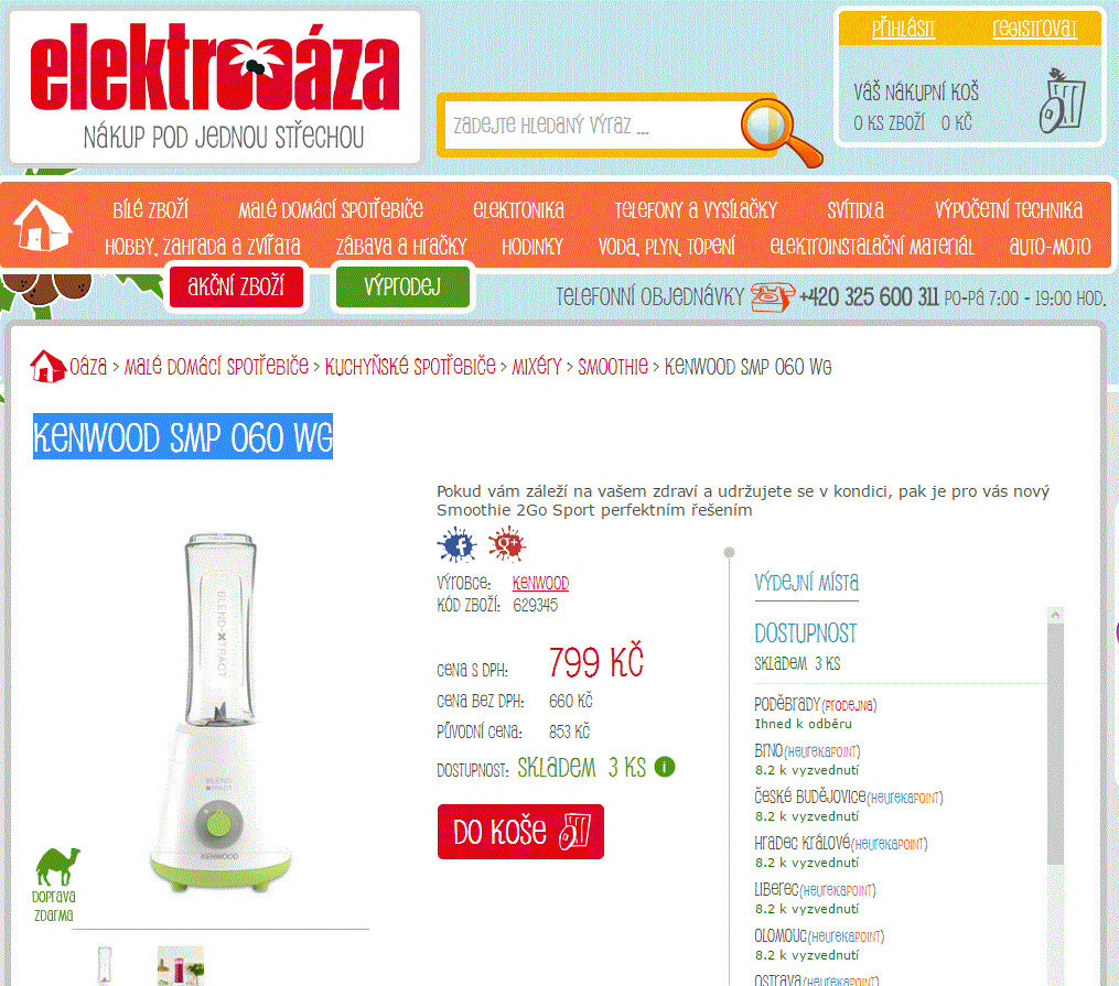 Smoothie mixér Kenwood SMP060WG