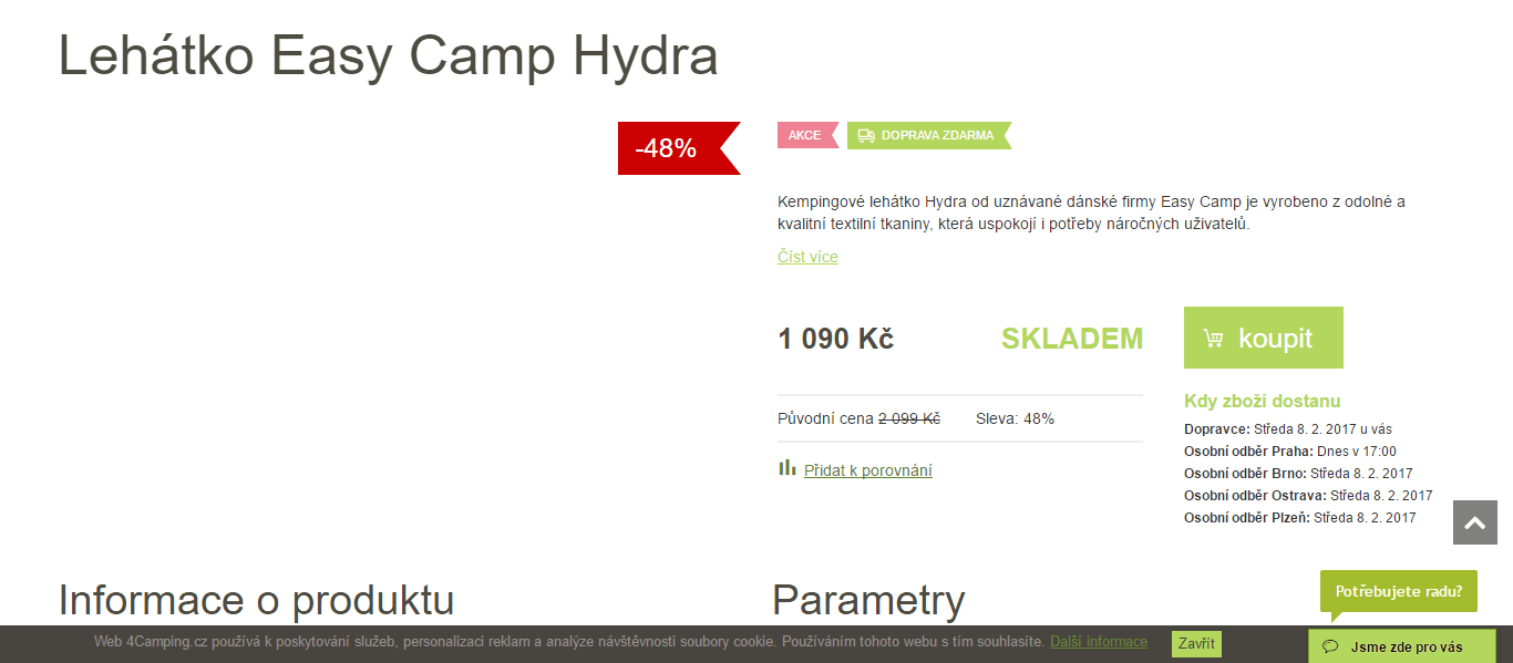 Skládací lehátko Easy Camp Hydra
