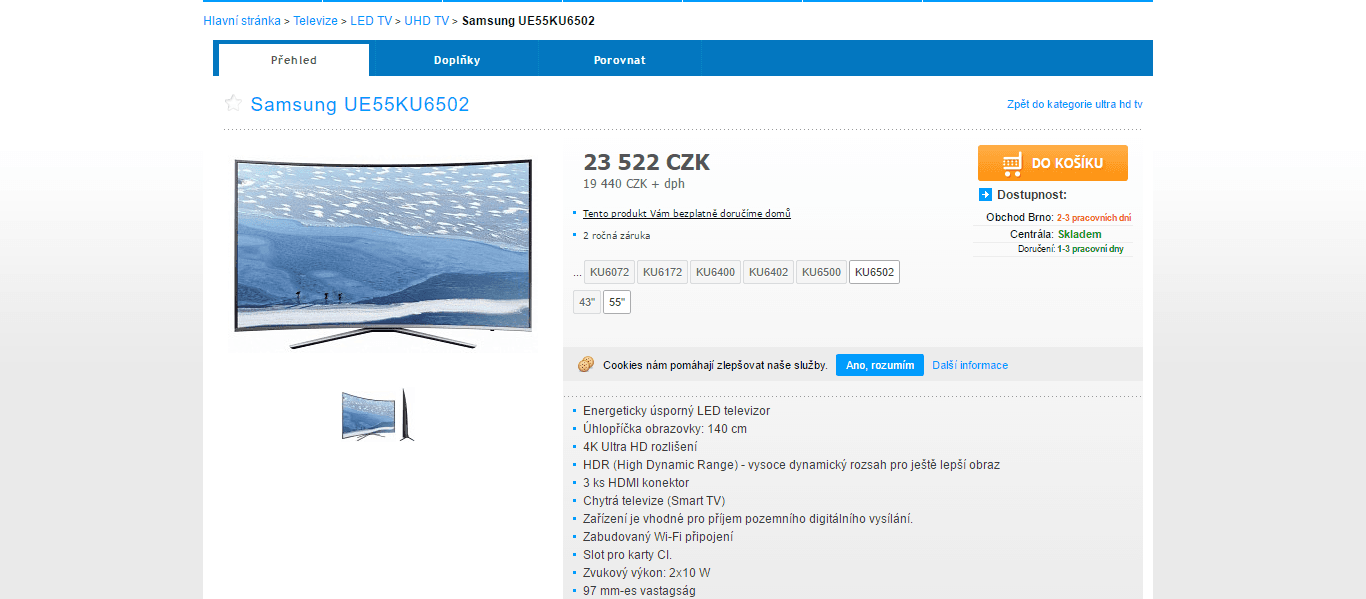 Ultra HD TV, Smart, Curved, 138 cm, Samsung