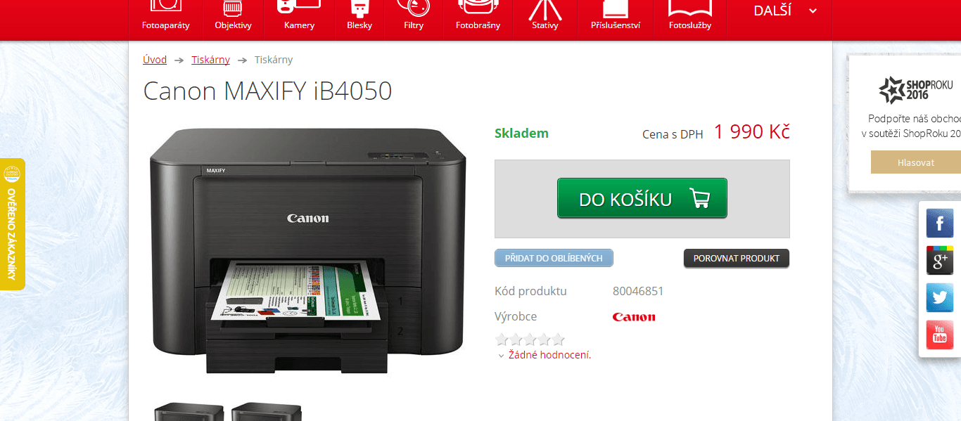 Barevná inkoustová tiskárna Canon